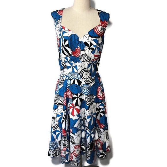 E Shakti XL cap sleeve print dress with tie back - Picture 2 of 6